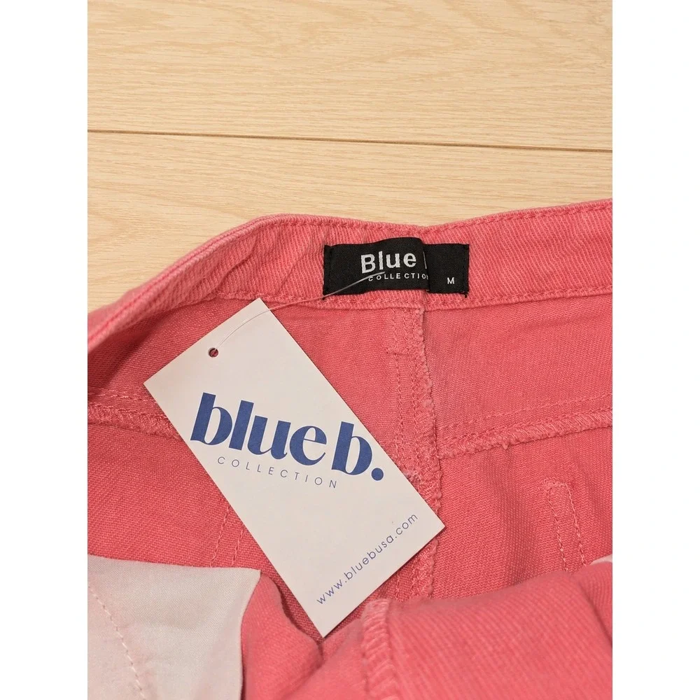 Blue B Collection Pink Rhinestone Fringe Distressed Denim Shorts Women's Medium